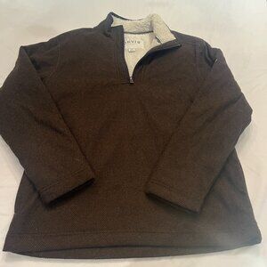 ORVIS Quarter Zip Chocolate Brown with Sherpa-like Lining Size Medium